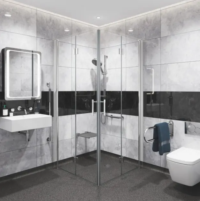 Impey Coram Premier 8 8mm Glass 760mm x 760mm Double Bi-Fold Door Shower Enclosure Chrome (P8CB76CUC)
