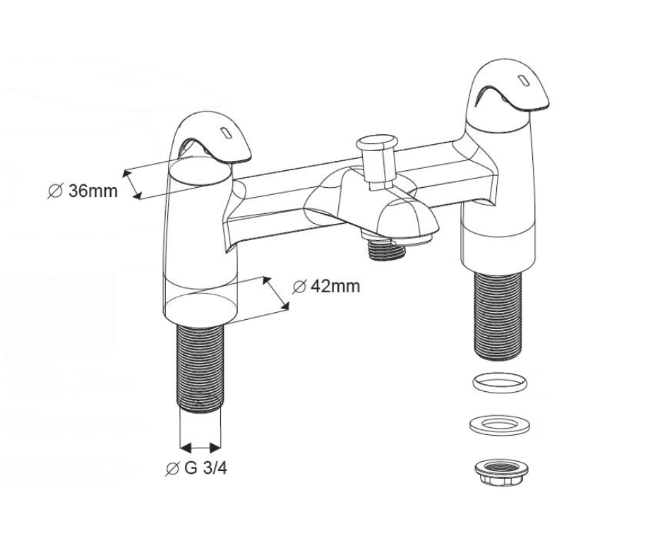 AKW Denova Bath Shower Mixer Tap (Excluding Shower Kit) Chrome (30816)