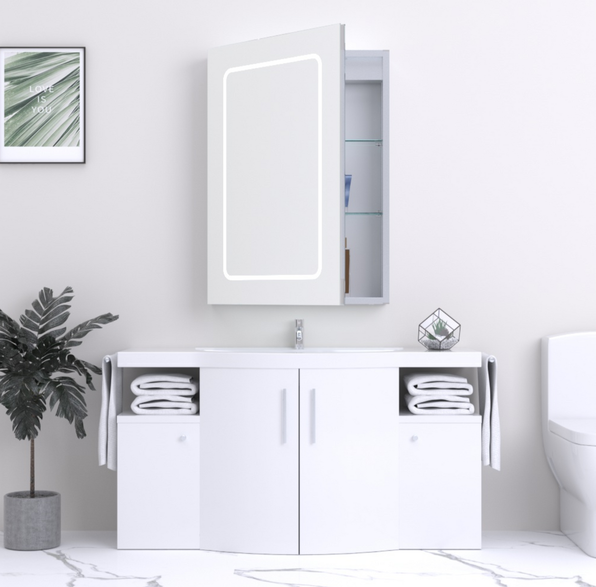 Kartell K-VIT Fine 500x700mm LED Mirror Cabinet-Chrome (FI5070MC)