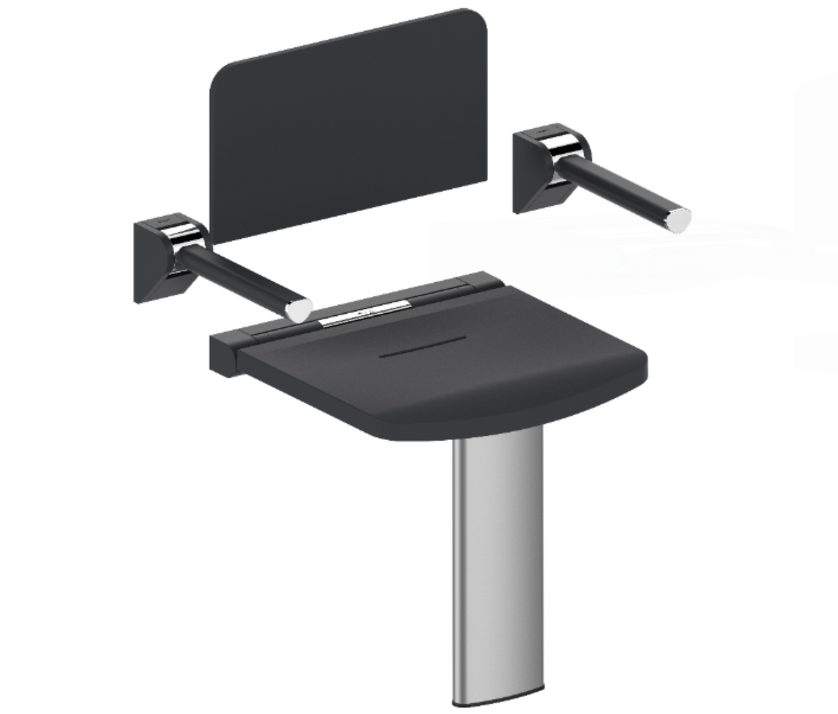 AKW Onyx Shower Seat with Back and Arms - Black (02803BK-LS)