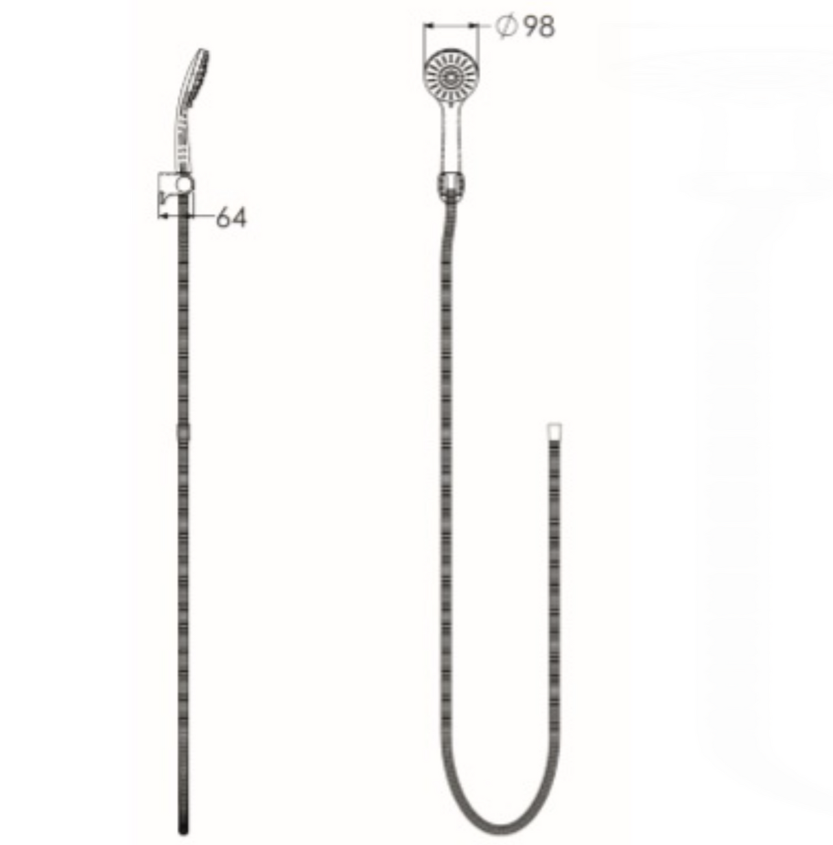 AKW Basic Shower Kit (No Rail) with 1.5m Hose (30819)