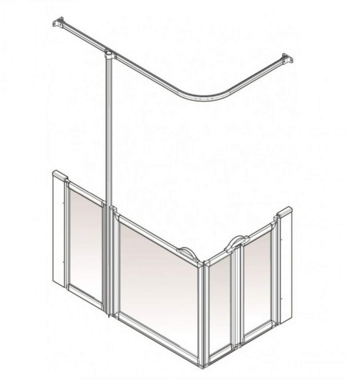 AKW Option B Shower Screens 1200x700mm Left Hand - 750mm High (91007L)