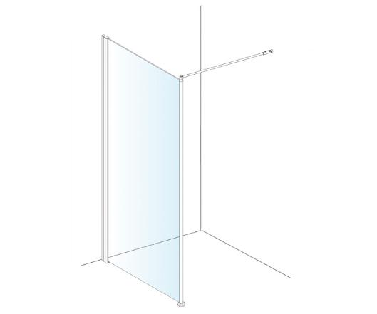 AKW Level Best Option GA Full Height Glass Screen 900mm Chrome (LB00217)