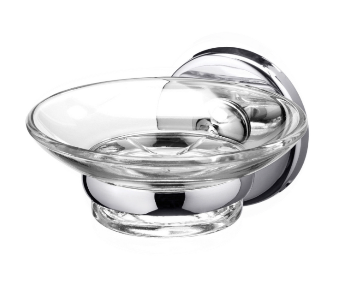 AKW Chrome Effect and Glass Soap Dish Holder (23652)
