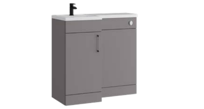Kartell K-VIT Dove 900mm L-Shaped Door Unit Left-Hand Furniture Pack - Slate Grey- Cistern Included (DOVLSVU-SG - DOVLSWC-SG - MAT900LH - ACC001N)