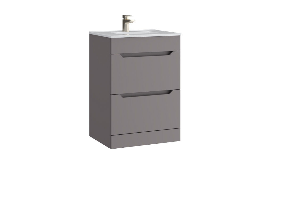 Kartell K-VIT Urban 600mm 2 Drawer Floor Standing Unit With Ceramic Basin- Slate Grey (URB600FSDR-SG FUR057PU)