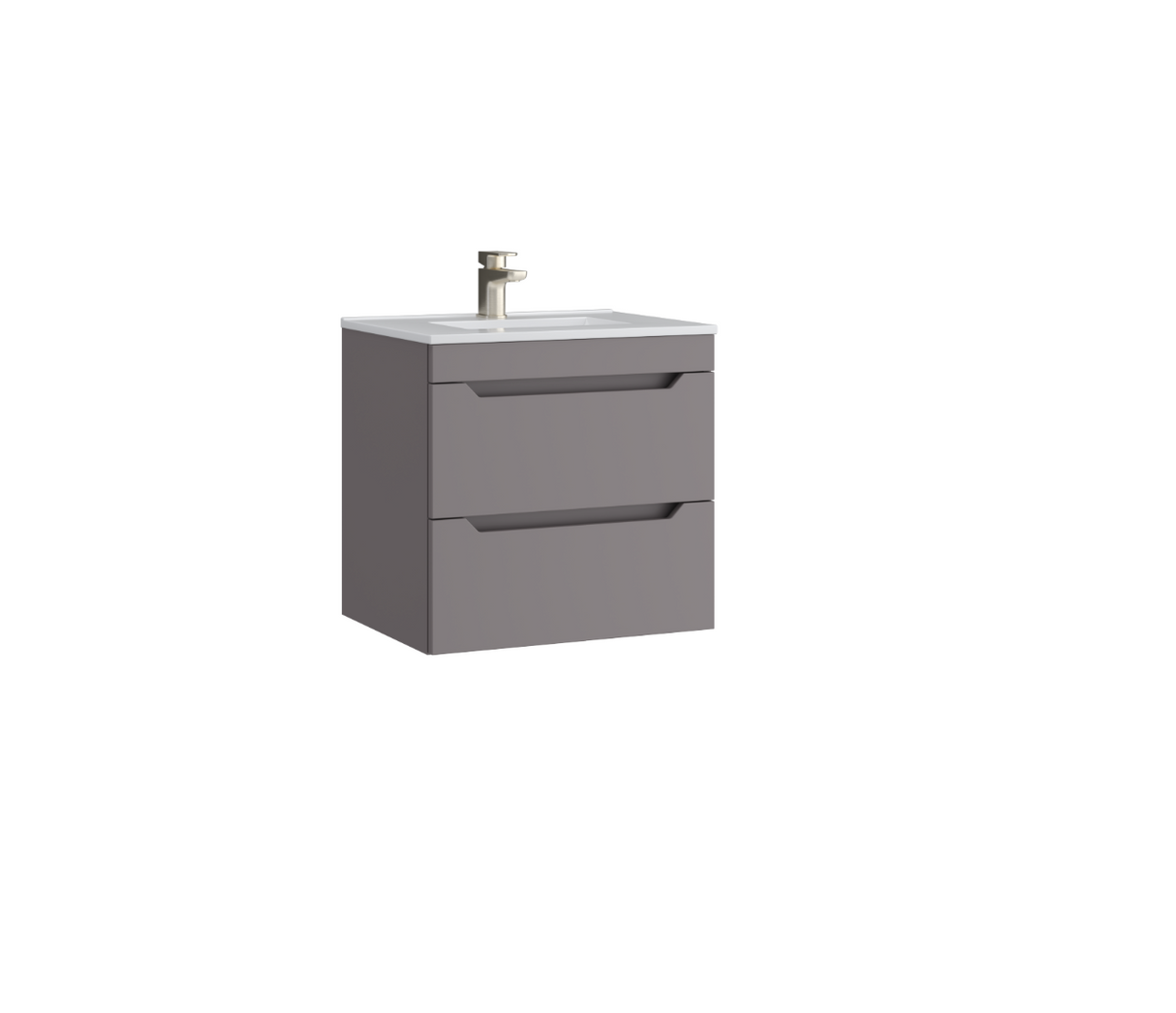 Kartell K-VIT Urban 600mm 2 Drawer Wall Mounted Unit With Ceramic Basin- Slate Grey (URB600WMDR-SG FUR057PU)