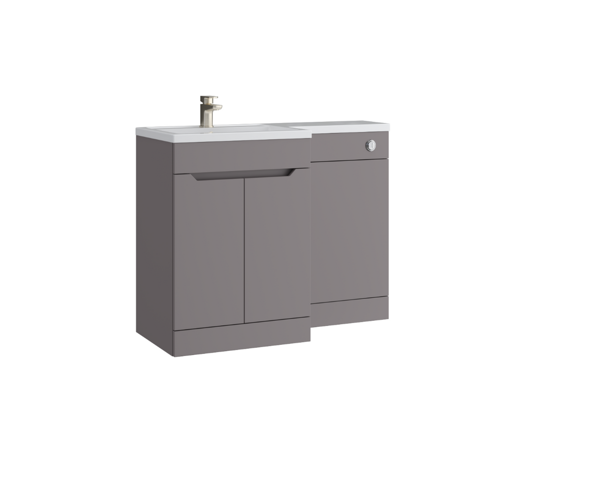 Kartell K-VIT Urban 1100mm L-Shaped Door Unit Left-Hand Furniture Pack- Slate Grey-Cistern Included (URB600FSDO-SG - URBLSWC-SG - FUR430NEW - ACC001N)