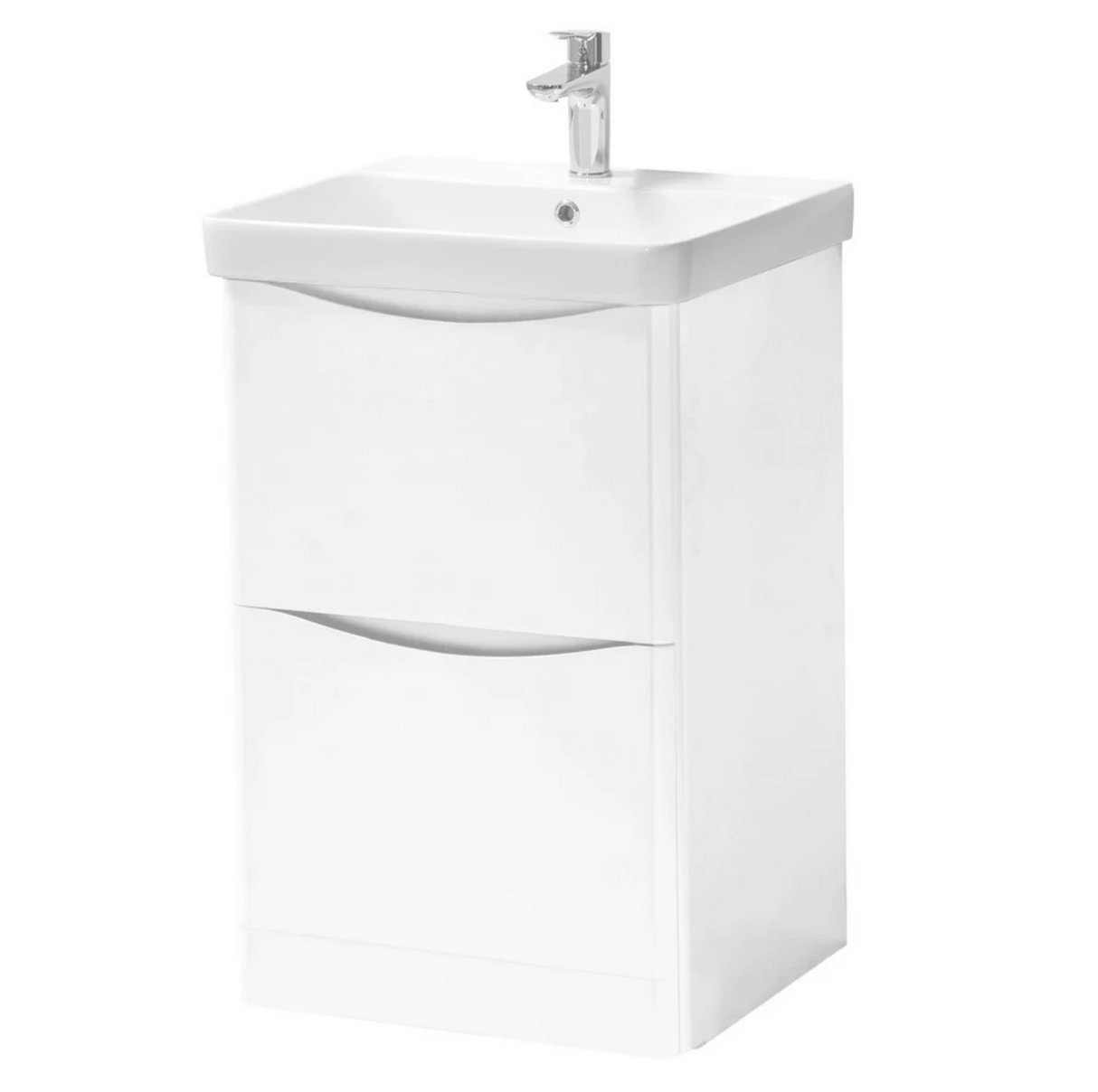 Kartell K-VIT Arc 500mm Floor Standing 2 Drawer Unit With Ceramic Basin- White (ARC500FS-W FUR148ME)