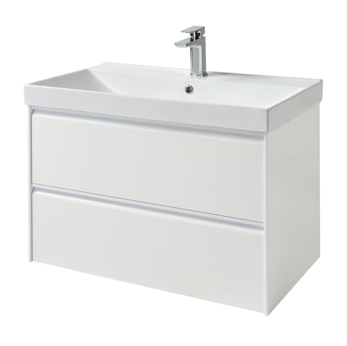Kartell K-VIT Moon 800mm 2 Drawer Wall Mounted Unit With Ceramic Basin-Matt White (MOON800WM-W MOON800BAS)