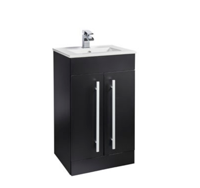 Kartell K-VIT Purity 500mm Floor Standing 2 Door Unit With Ceramic Basin-Matt Black (PMB500DO-FUR063PU)