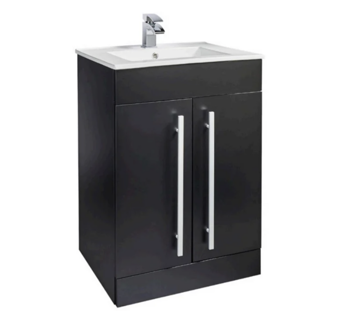 Kartell K-VIT Purity 600mm Floor Standing 2 Door Unit with Ceramic Basin - Matt Black