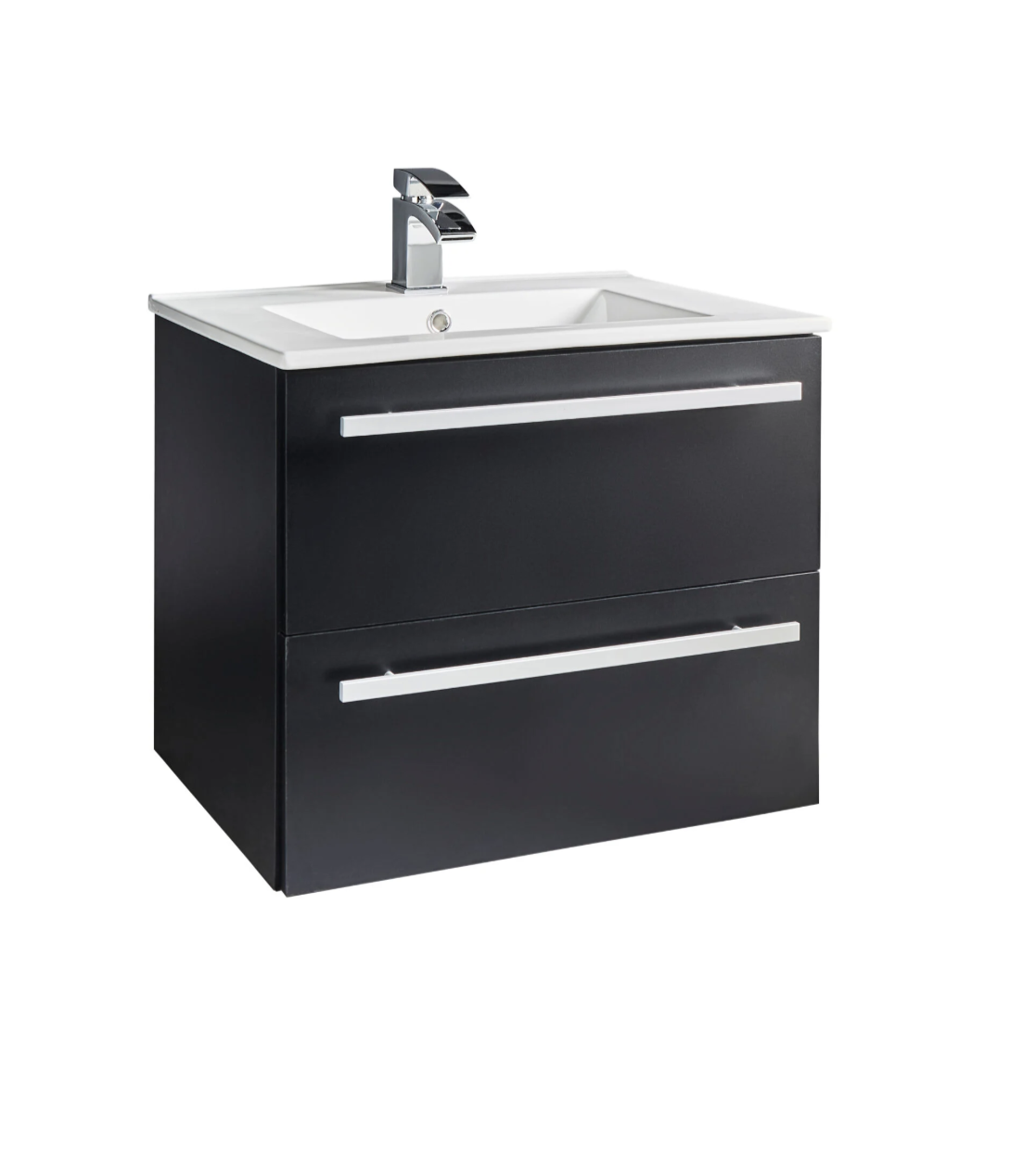 Kartell K-VIT Purity 600mm Wall Mounted Unit With Ceramic Basin- Matt Black (PMB600WM-FUR057PU)