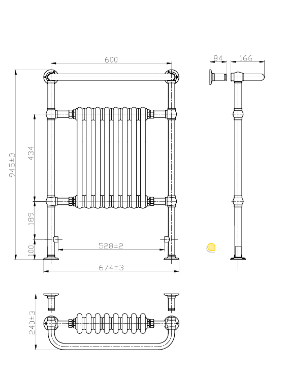 Kartell K-RAD Las Vegas Design Radiator 500mm x 945mm - Chrome and White (LAS-1)