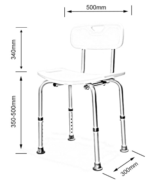 AKW Aluminium Freestanding Shower Stool with Back (02310)