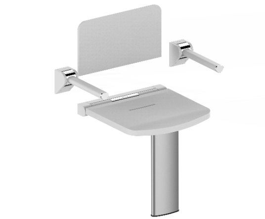 AKW Onyx Compact Shower Seat With Back, Arms & Leg - White (02804WH-LS)