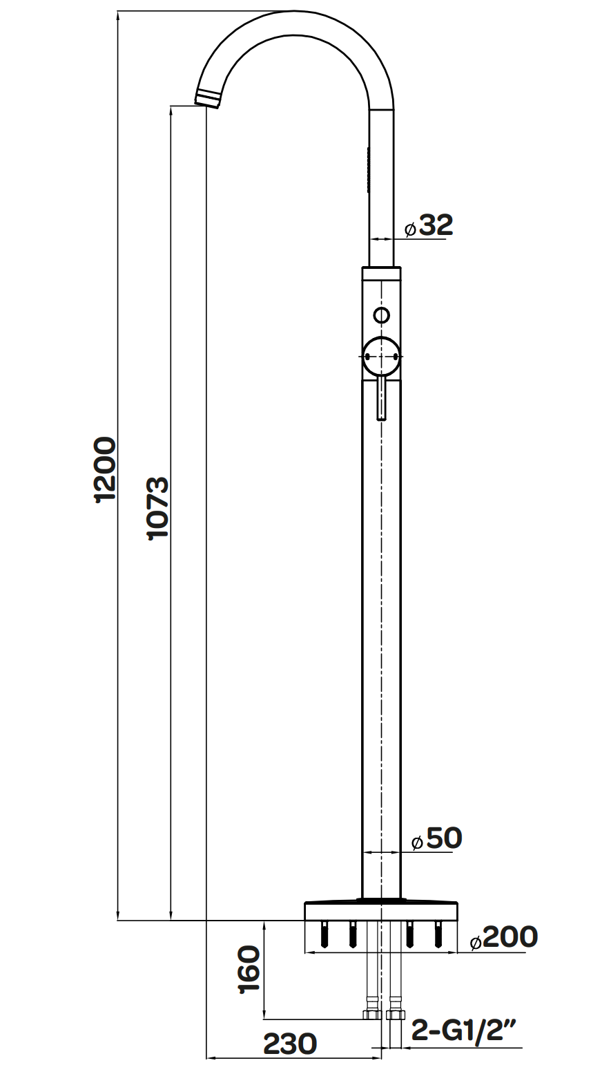 Kartell K-VIT Ottone Freestanding Bath Shower Mixer Brushed Brass (TAP145OT)