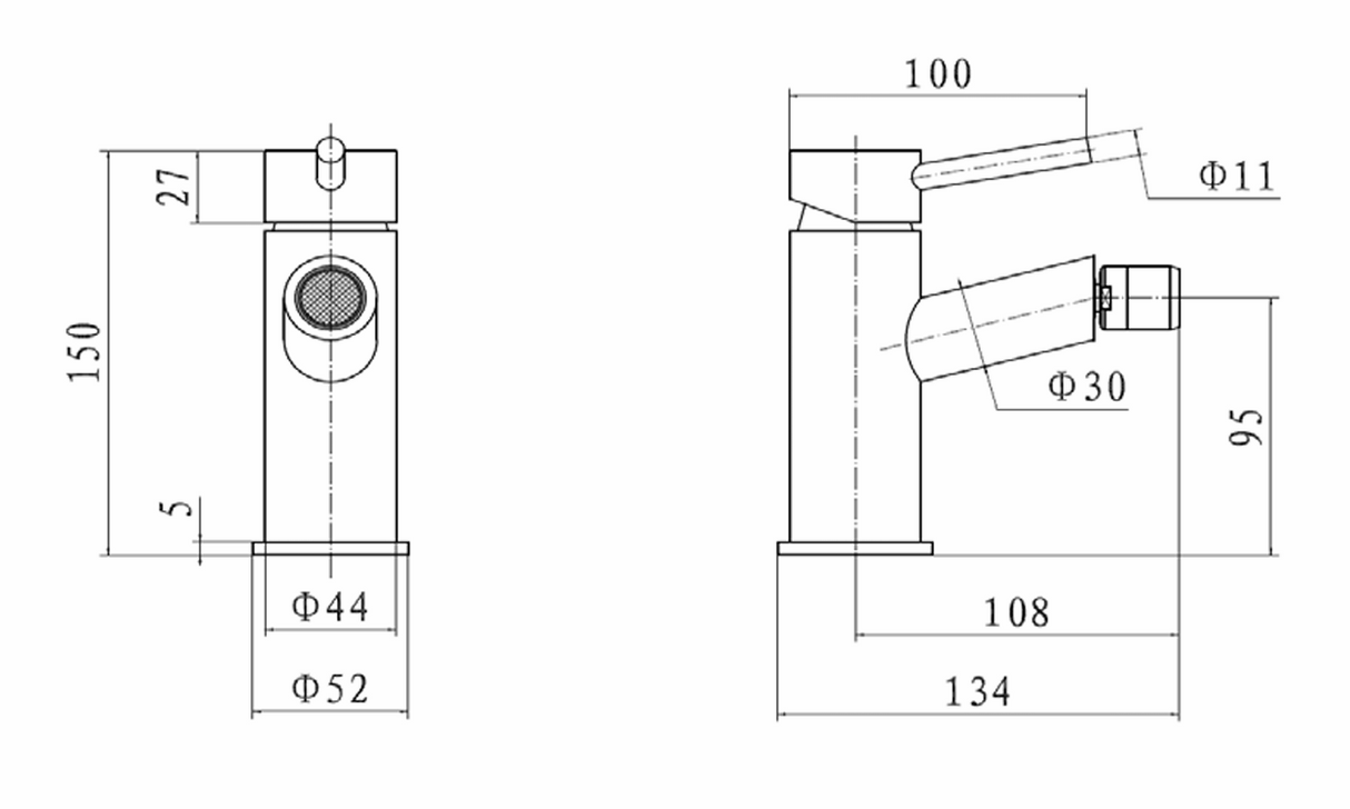 Kartell K-VIT Plan Mono Bidet Mixer Chrome (TAP011PL)
