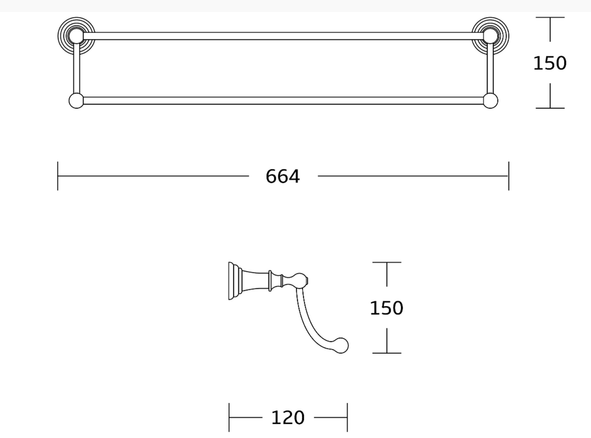 Kartell K-VIT Astley Double Towel Bar – Chrome (ACC141)