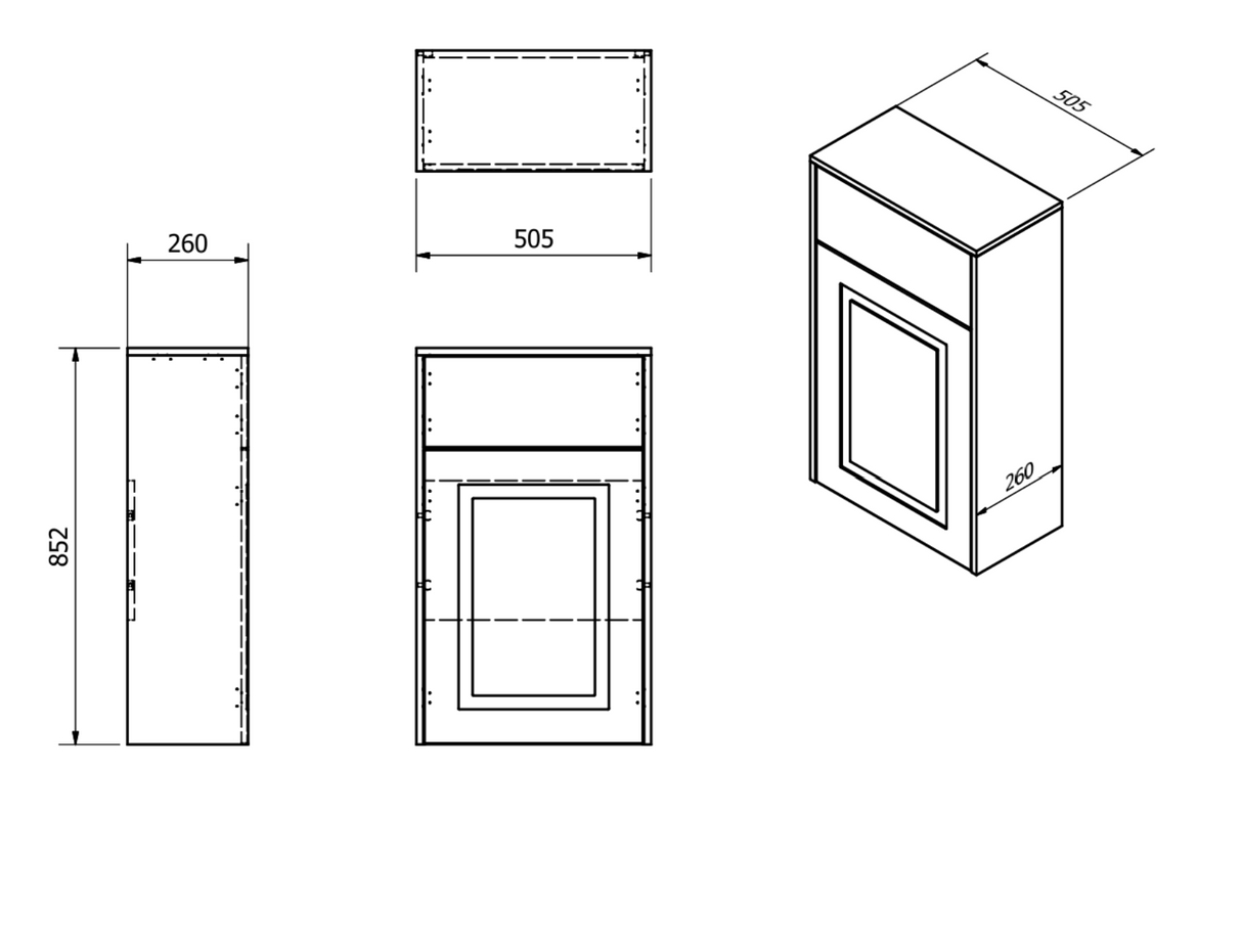Kartell K-VIT Astley 500mm WC Unit- Matt Grey (FUR528AS)