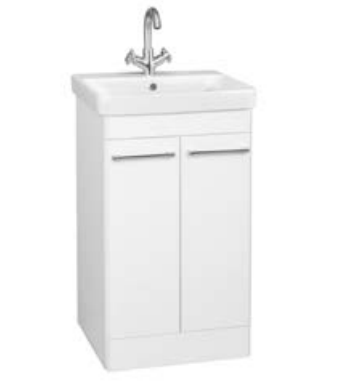 Kartell K-VIT Options 24 500mm 2 Door Floor Standing Unit With Ceramic Basin- White Gloss ( OPT500DO-WT FUR148ME)