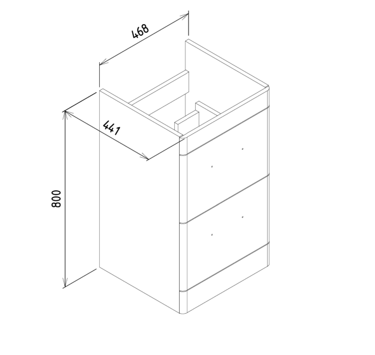 Kartell K-VIT Options 24 500mm 2 Drawer Floor Standing Unit With Ceramic Basin -White Gloss (OPT500DR-WT FUR148ME)