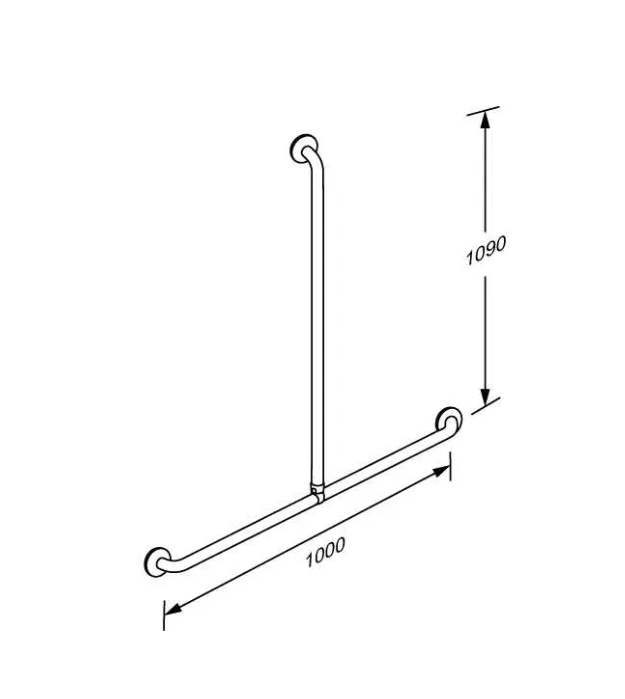Pressalit PLUS handrail & shower rail combination – dimension drawing