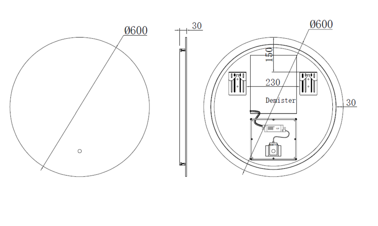 Kartell K-VIT Tucson 600mm Circular LED Mirror-Chrome (TU60)