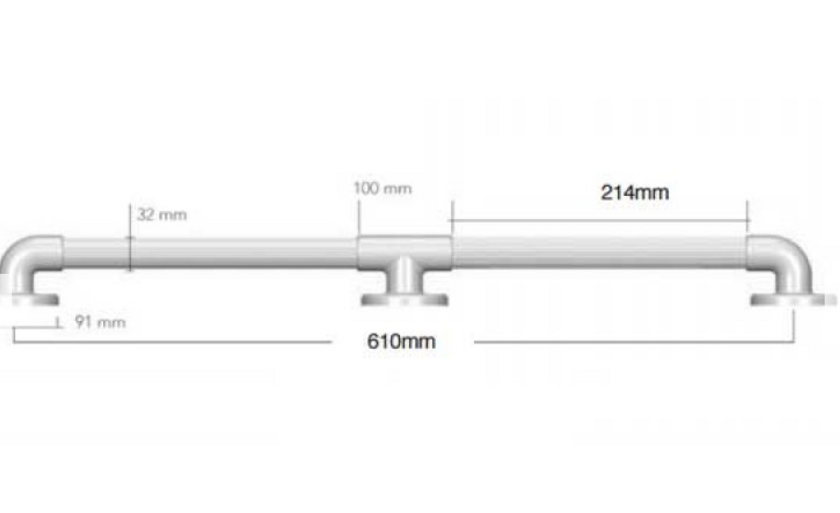 AKW 1900 Series Heavy Duty Fluted Grab Rail – Straight or Angled, White or Blue, photo 7