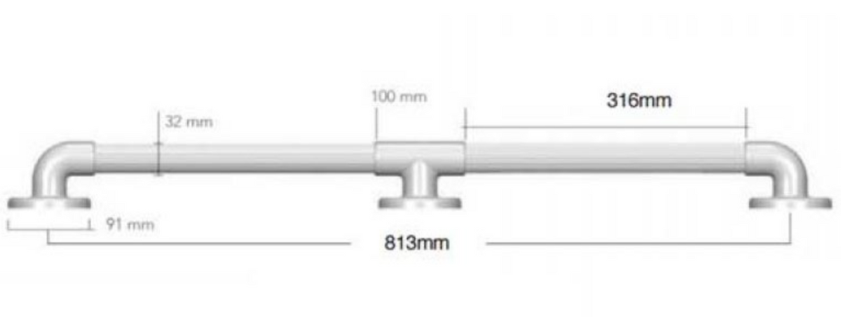 AKW 1900 Series Heavy Duty Fluted Grab Rail – Straight or Angled, White or Blue, photo 8