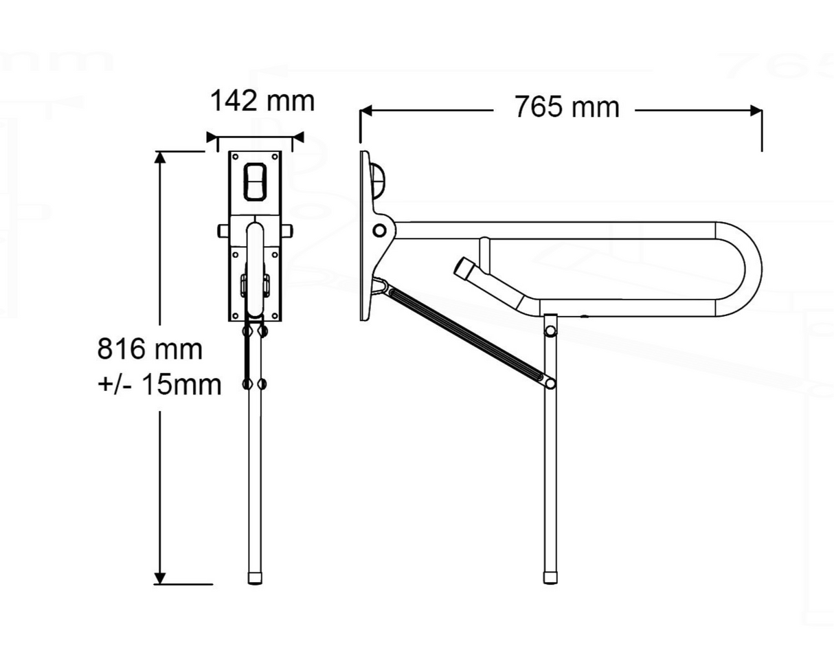 AKW 1800 Series Hinged Fold up Double Hairpin Rail - Fixed Leg (32mm) White and Blue (01820WH)(01820BU)