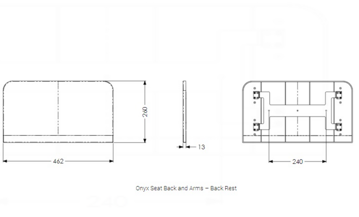 AKW Onyx Shower Seat with Back and Arms - Black (02803BK-LS)