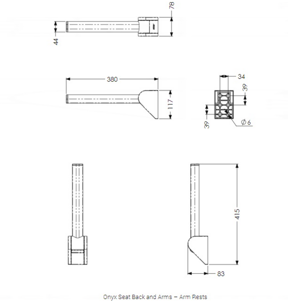 AKW Onyx Seat Back And Arms only -Black (02820BK-LS)