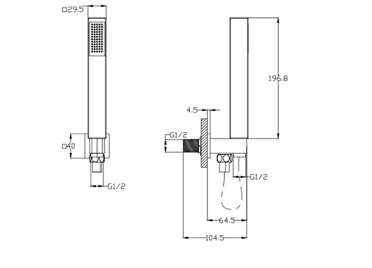 Kartell K-VIT Element Option 4 Thermostatic Concealed Shower with Overhead Drencher and Separate Handshower (SHO010EL)(SHO073CU)(SHO106S)