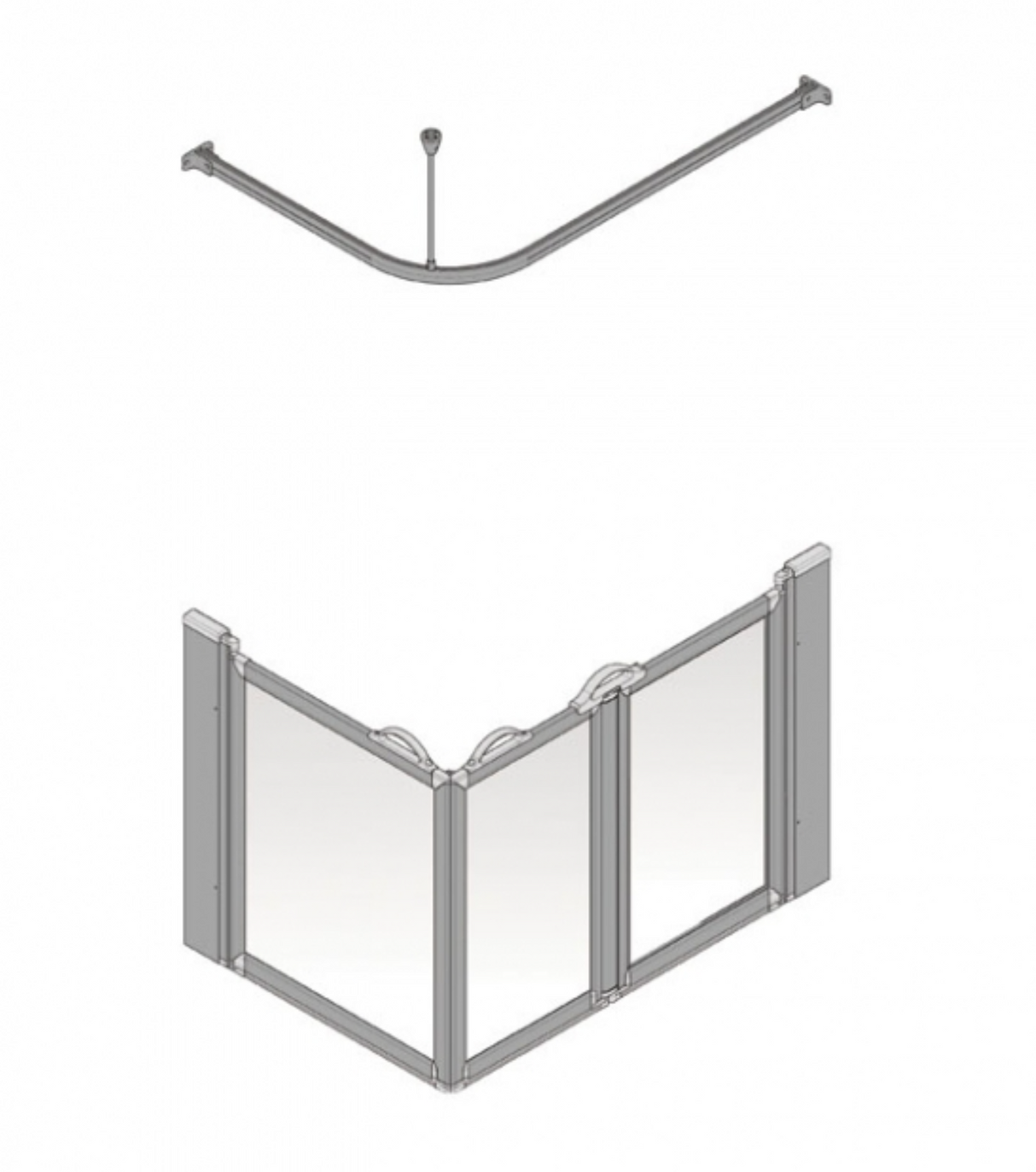 AKW Silverdale Option A Shower Screens 1000x700mm Right Hand - 750mm High - Clear (91001RSC)