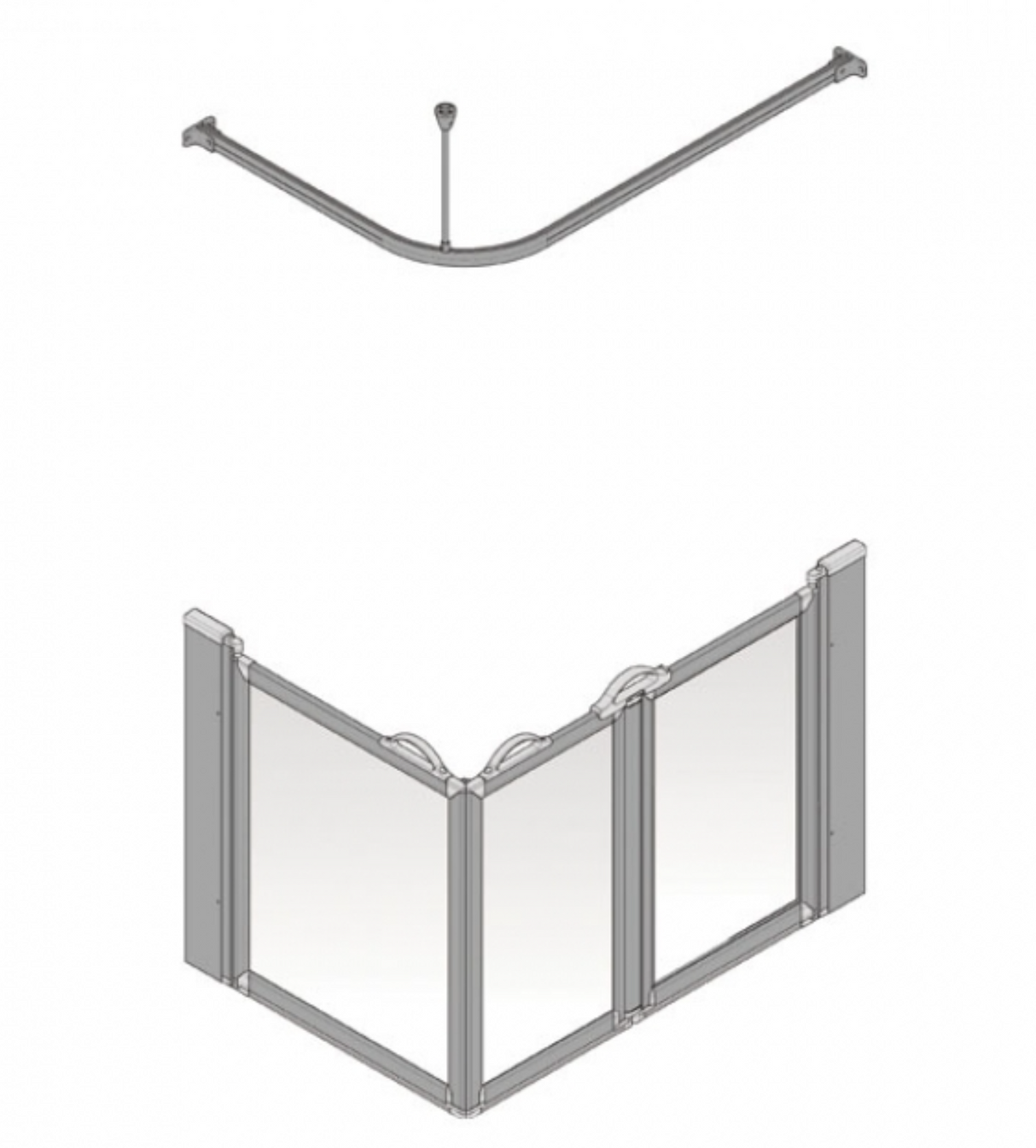 AKW Silverdale Option A Shower Screens 1200x700mm Right Hand - 750mm High - Frosted (91003RSF)