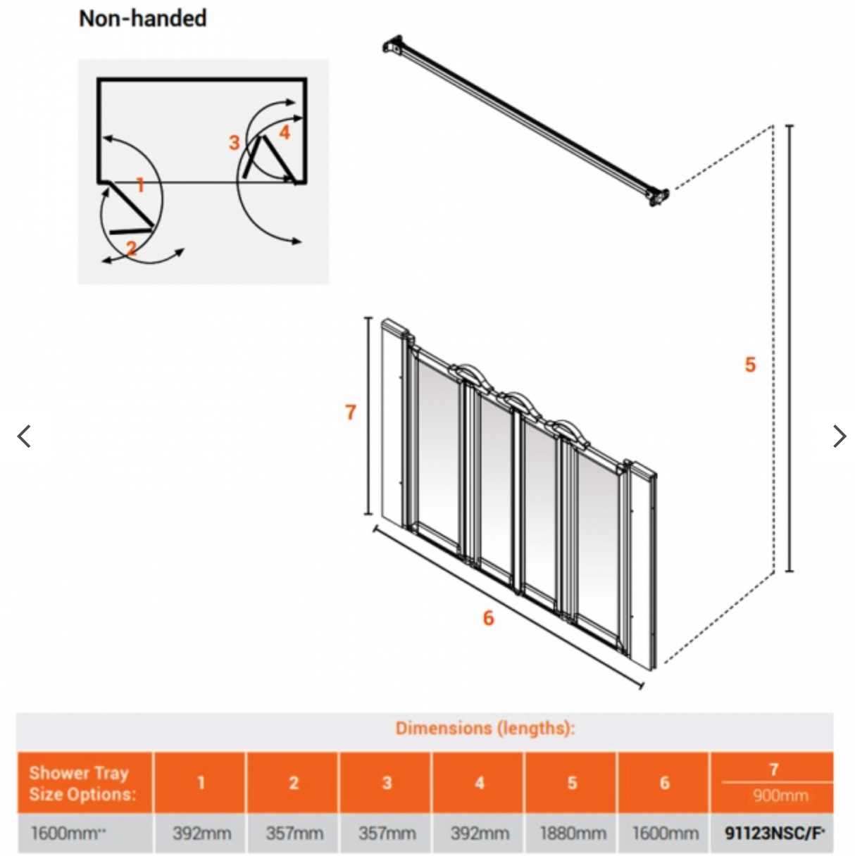 AKW Silverdale Option NW Shower Screens 1600mm Wide x 900mm High - Frosted (91123NSF)