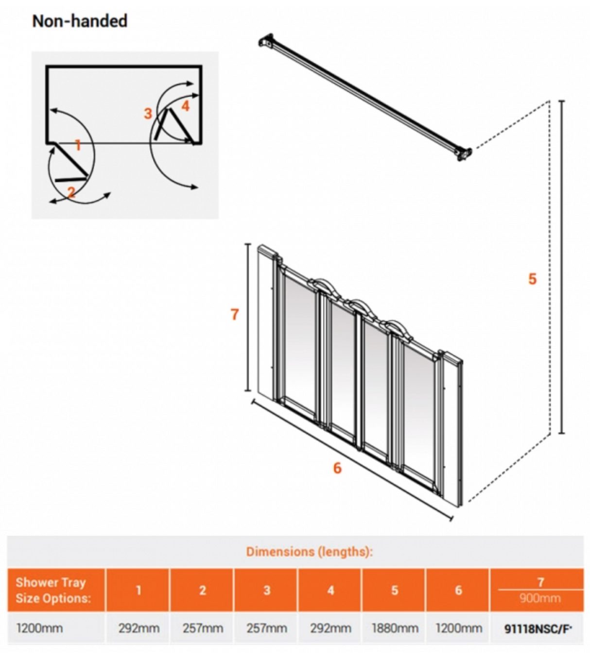 AKW Silverdale Option N Shower Screens 1200mm Wide x 900mm High - Frosted (91118NSF)