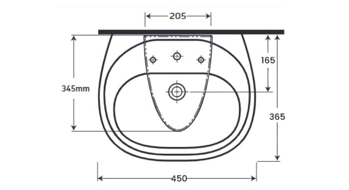 AKW Livenza Plus Sanitaryware Washbasin 450mm, 500mm and 550mm Two Tap Hole (23912)(23913)(23914)
