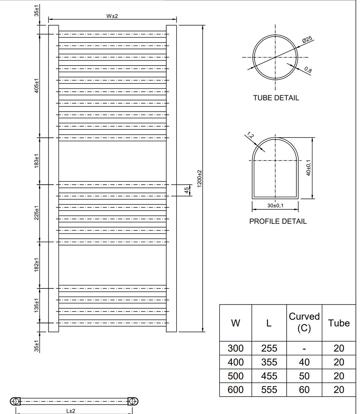 Kartell K-Vit K-Rail 25mm Straight Heated Towel Rail in Chrome