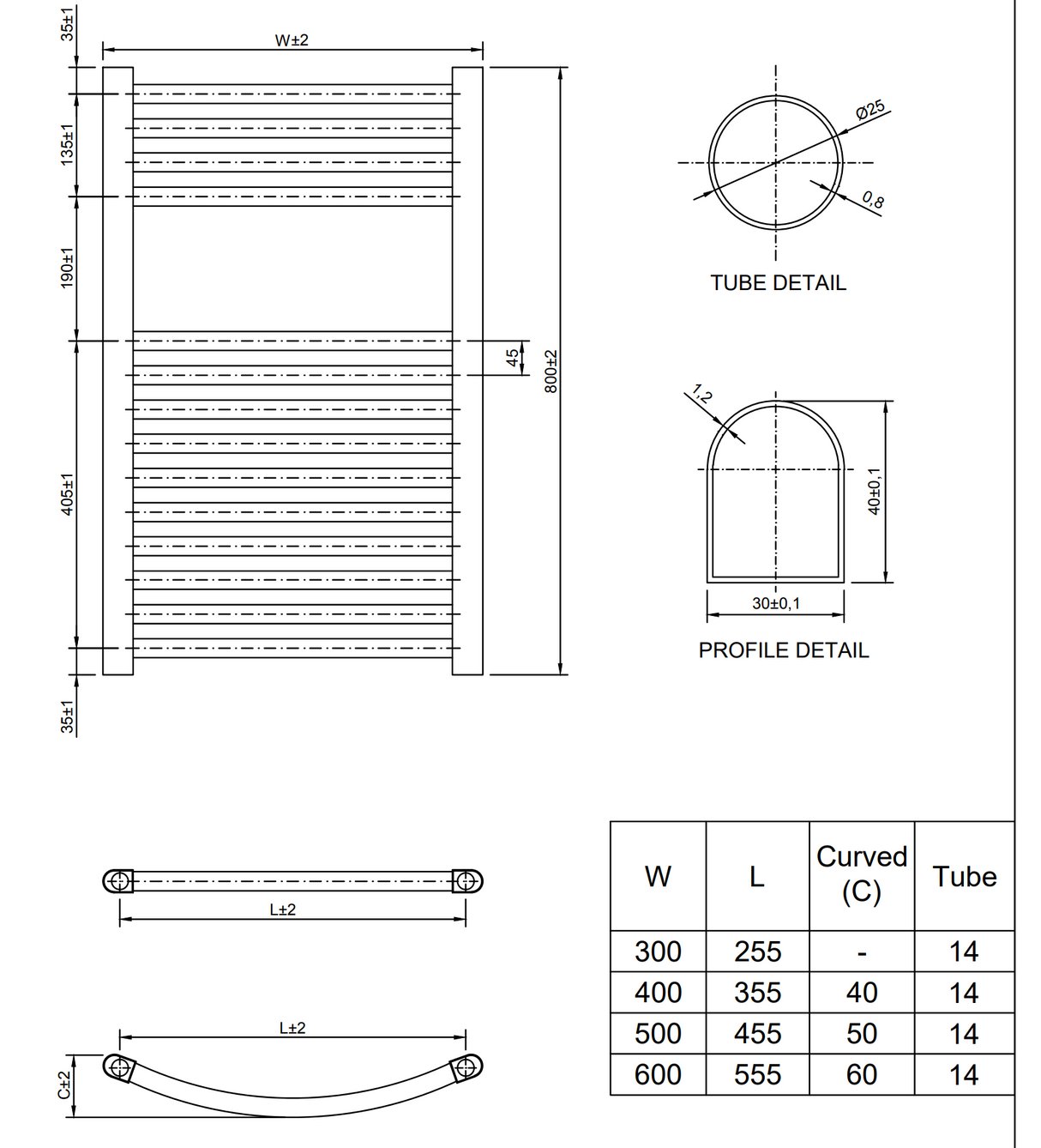 Kartell K-Vit K-Rail 25mm Straight Heated Towel Rail in Chrome