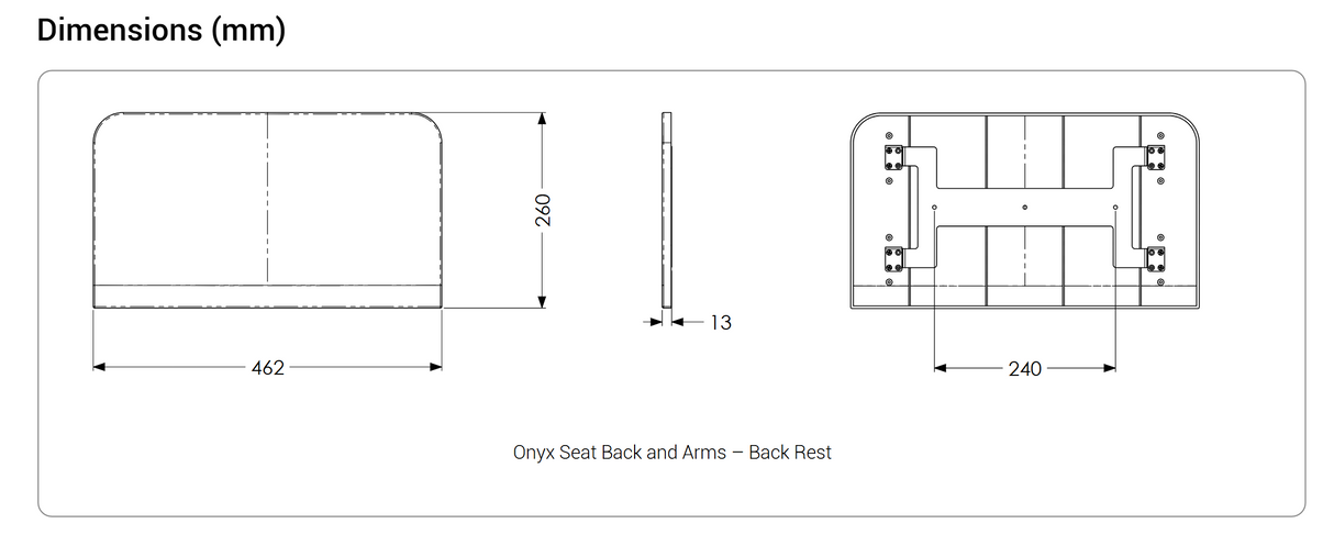 AKW Onyx Shower Seat With Back, Arms & Adjustable Leg - Black (02811BK-LS)