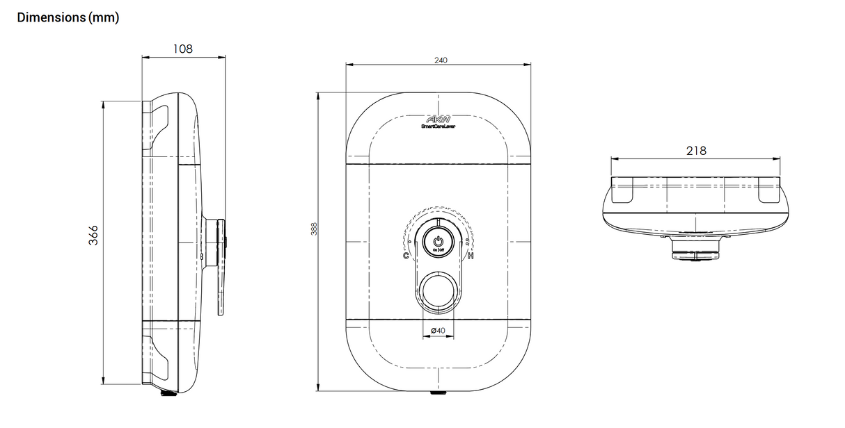 AKW SmartCare Lever White 9.5kw with Care Accessory Kit (29091CGR)