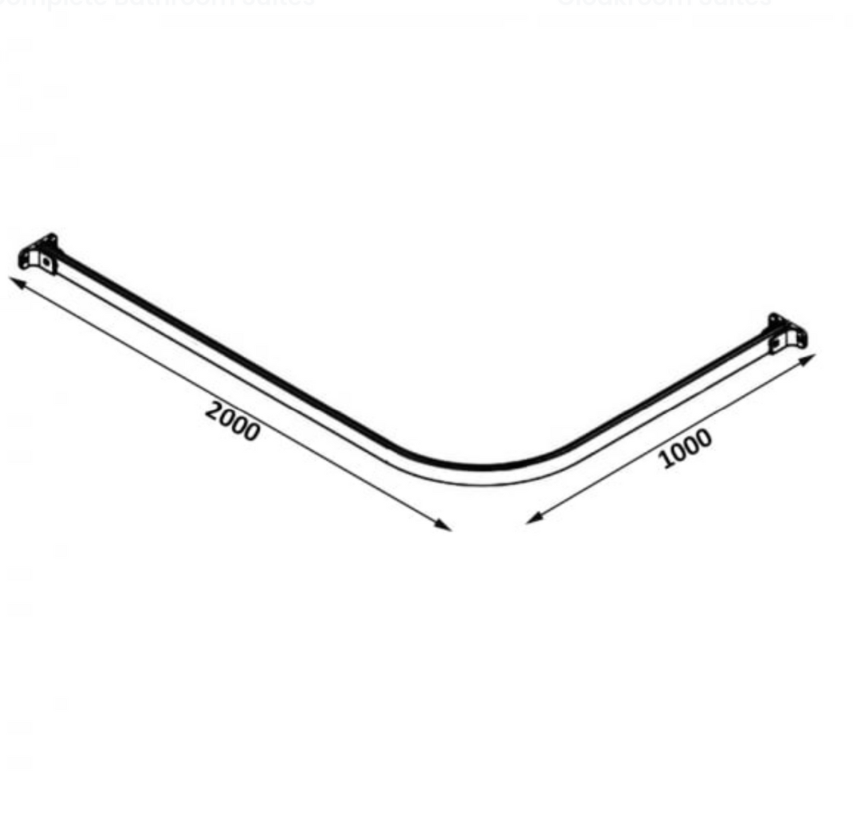 AKW L Shaped Curtain Rail 2000x1000mm (24048)