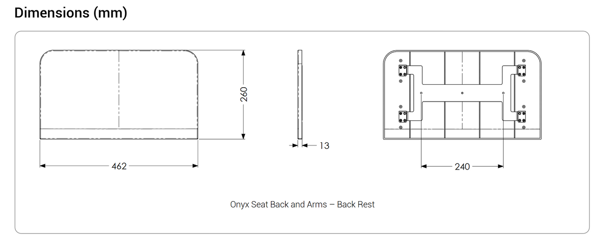 AKW Onyx Compact Shower Seat With Back, Arms & Leg - Black (02804BK-LS)
