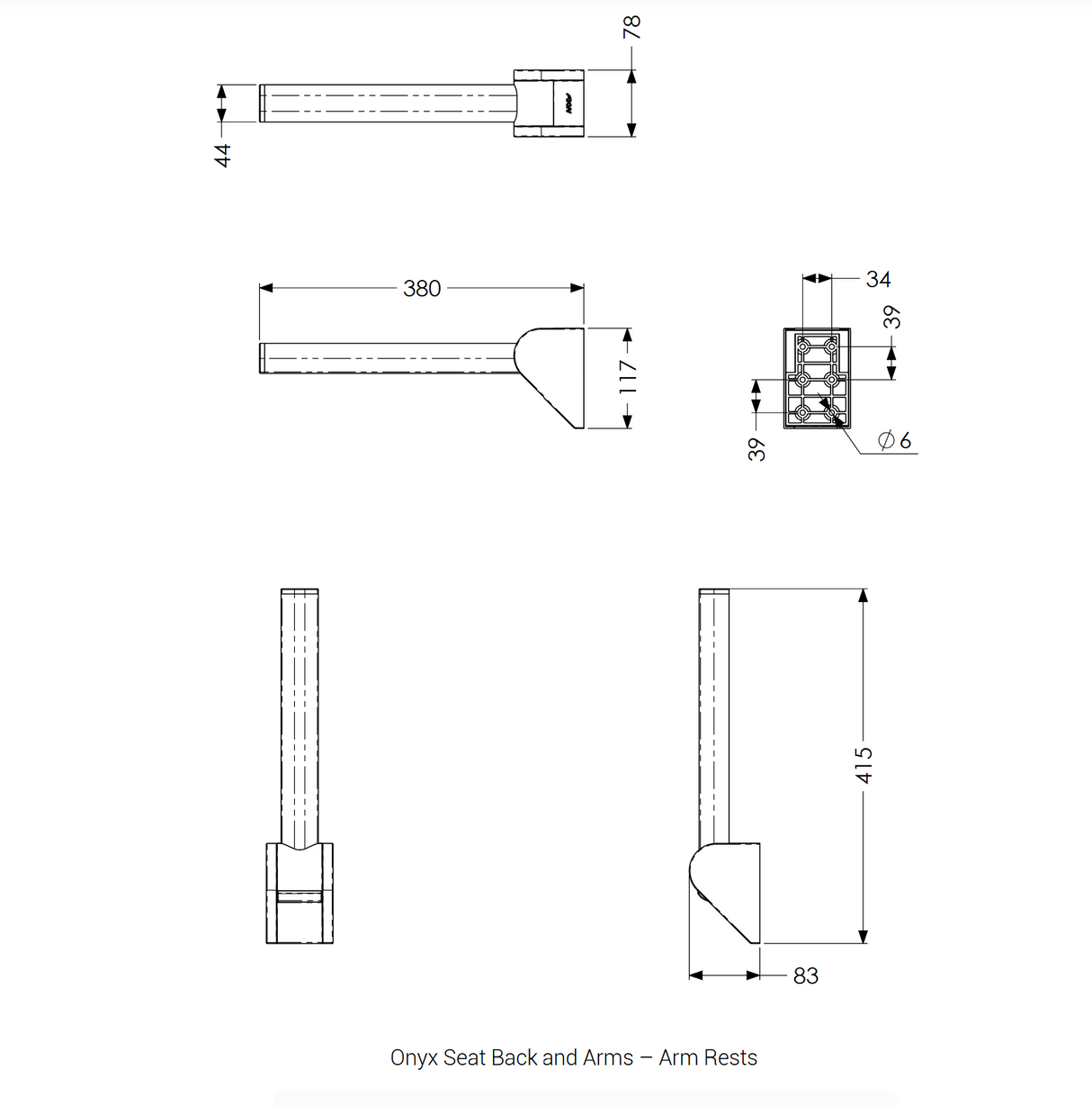 AKW Onyx Compact Shower Seat With Back, Arms & Leg - Black (02804BK-LS)