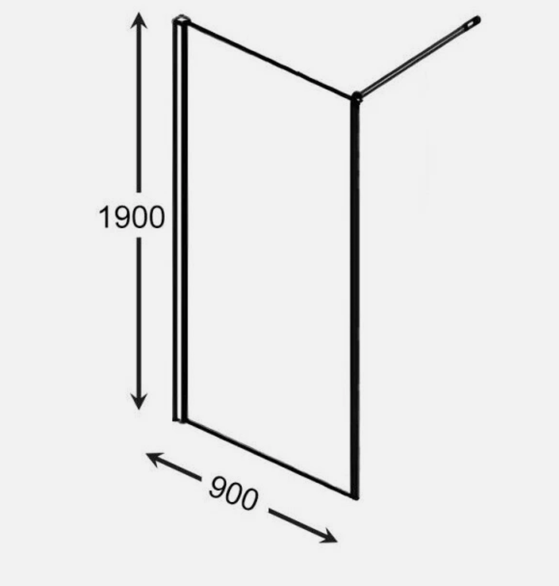 AKW Level Best Option GA Full Height Glass Screen 900mm Black (LB00217BK)