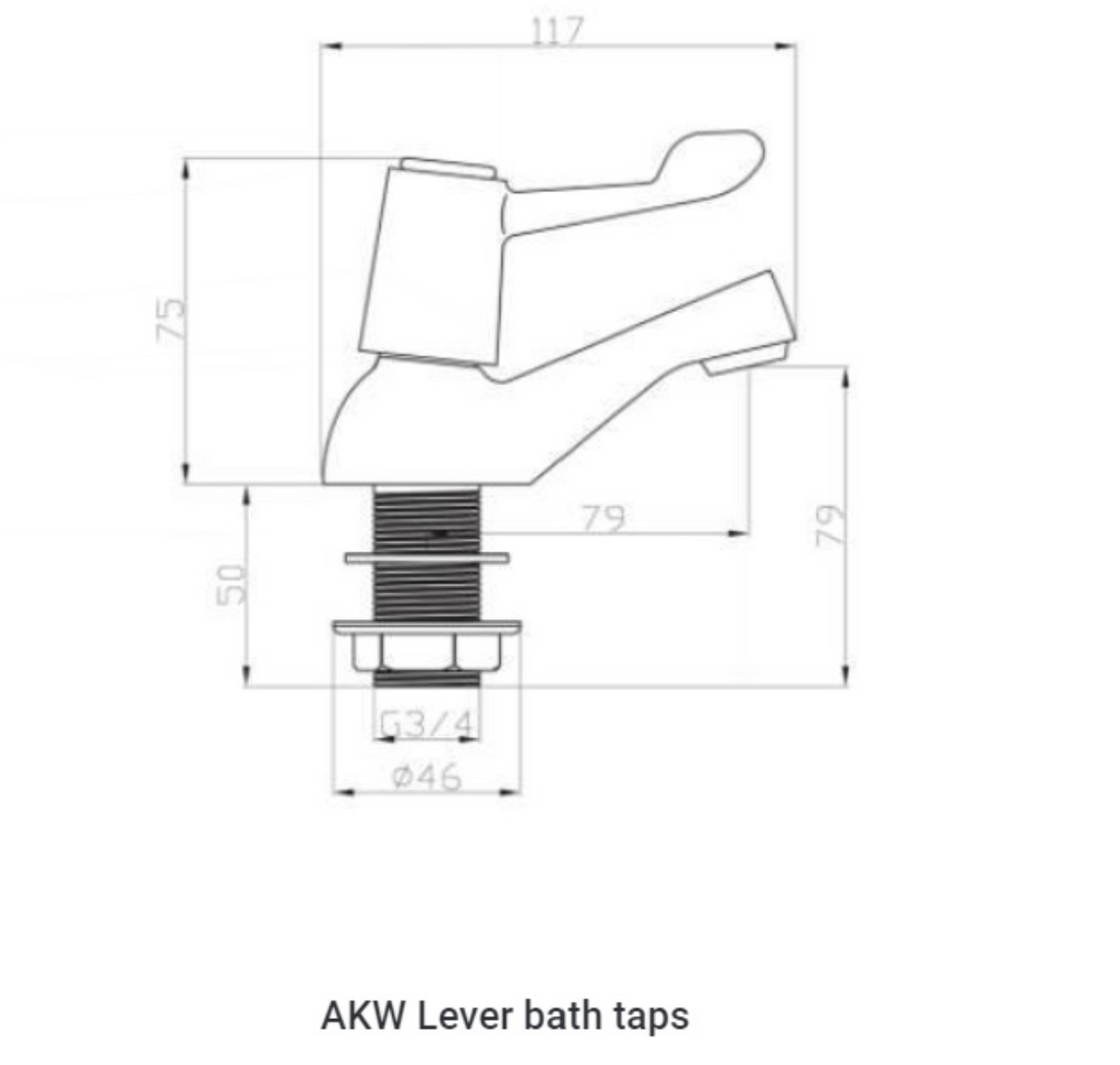 AKW Lever Handle Bath Taps (Pair) Chrome (30848)