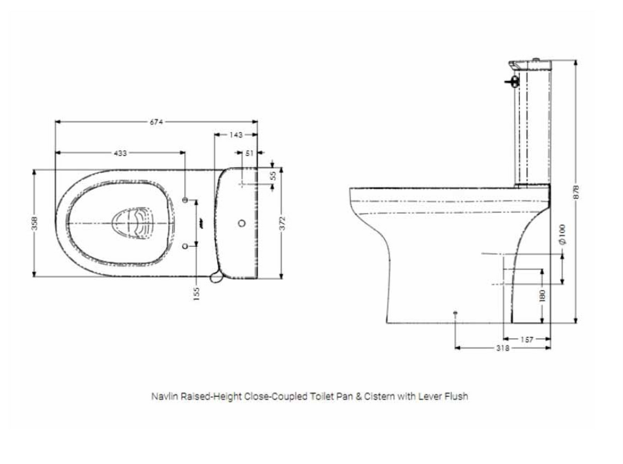 AKW Navlin Raised Height Close Coupled Lever Flush 650mm WC Suite (28323)