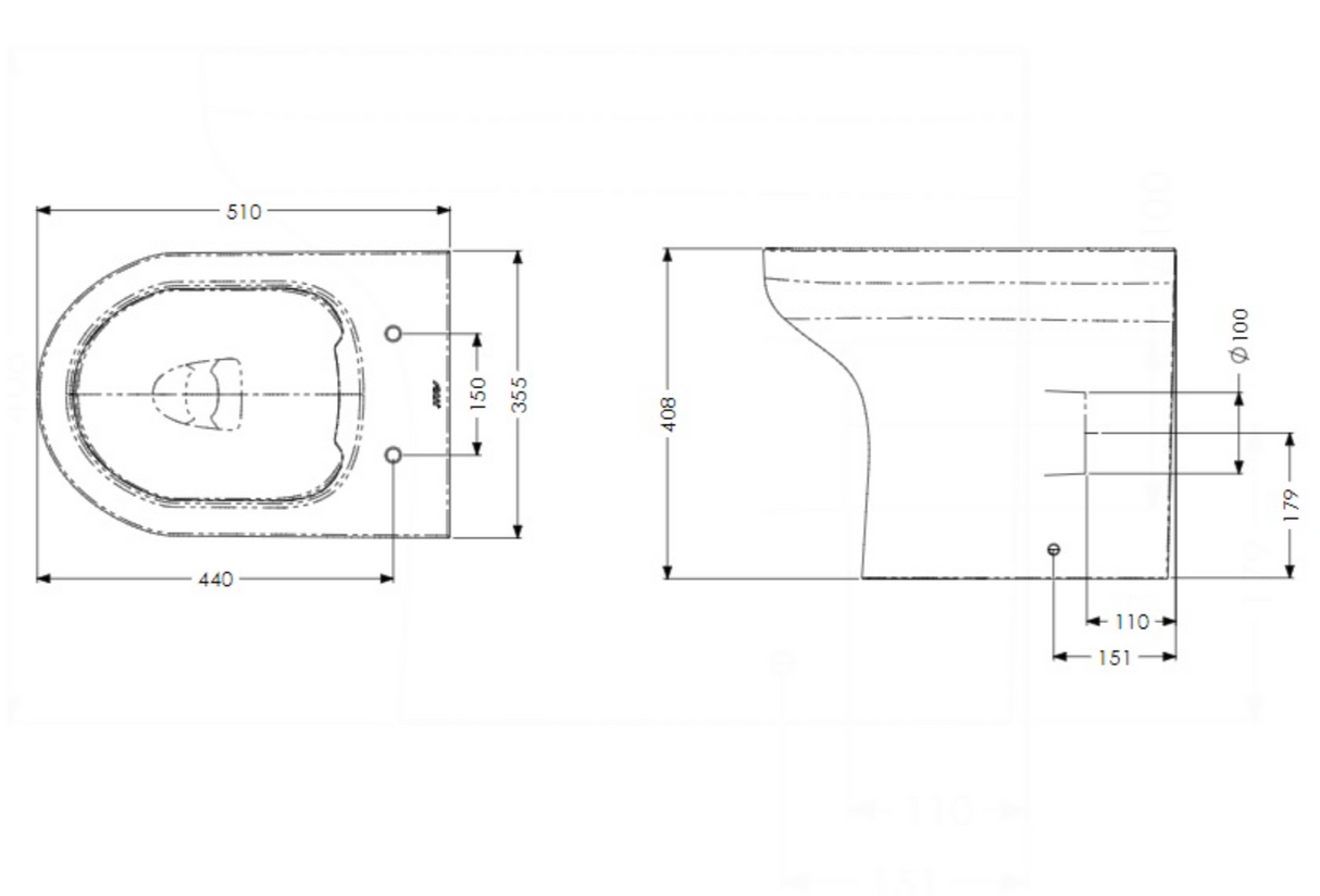 AKW Navlin Standard Height Back to Wall Toilet Pan (23572)